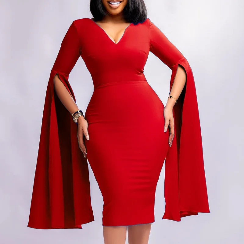 2023 New Red Dress Cloak Sleeve High Waist Bodycon Solid Mid Calf Elegant for Evening Party Dinner Wedding Robe Vestidos Dresses
2023 New Red Dress Cloak Sleeve High Waist Bodycon Solid Mid Calf Elegant for Evening Party Dinner Wedding Robe Vestidos Dresses