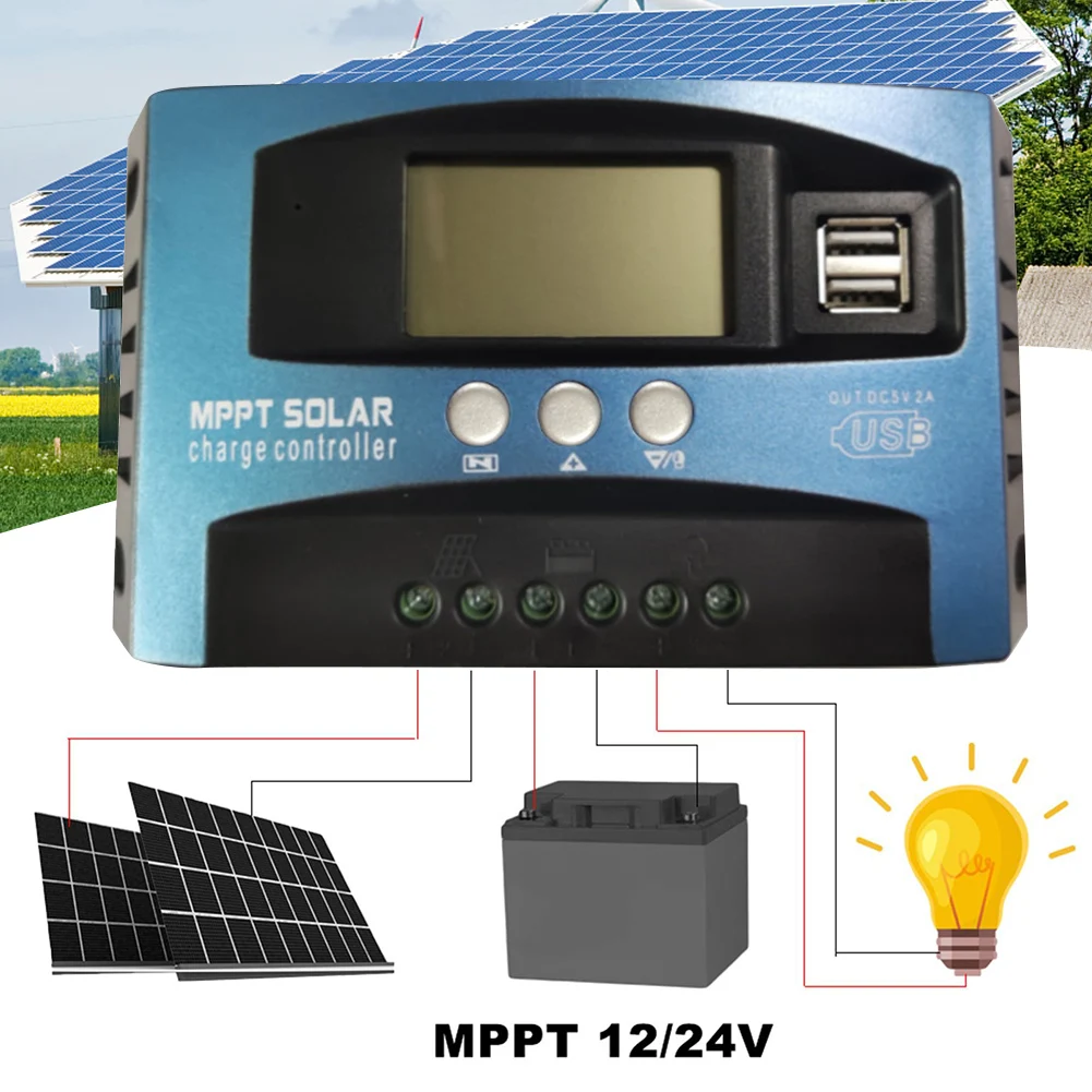 Solar Controller MPPT 60A 50A 40A 30A Dual USB LCD Display 12V 24V Solar Cell Panel Charger Regulator with Load
Solar Controller MPPT 60A 50A 40A 30A Dual USB LCD Display 12V 24V Solar Cell Panel Charger Regulator with Load