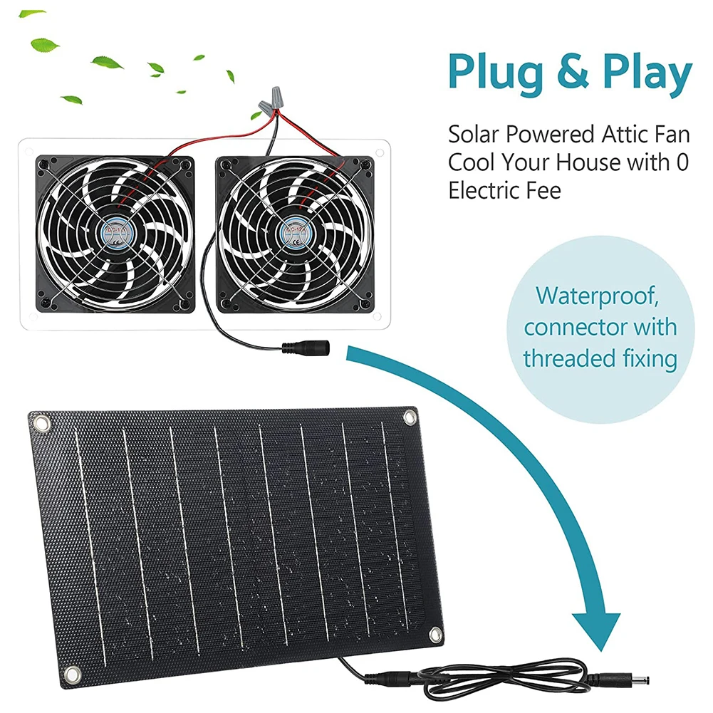 10W 12V Solar Panel Fan Kit Waterproof Solar Powered Dual Exhaust Cooling Ventilator for Chicken Coops Greenhouses Sheds RV
10W 12V Solar Panel Fan Kit Waterproof Solar Powered Dual Exhaust Cooling Ventilator for Chicken Coops Greenhouses Sheds RV