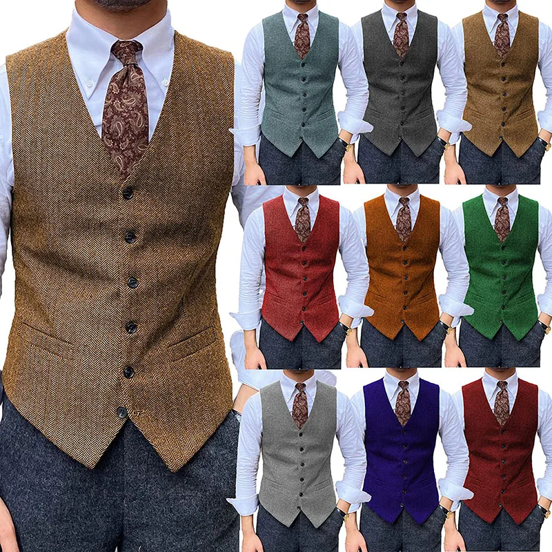 Men's Suit Vest Brown Herringbone V Neck Business Slim Fit Vest Retro Steampunk Vest Wedding Groom Vest Men Sleeveless Waistcoat
Men's Suit Vest Brown Herringbone V Neck Business Slim Fit Vest Retro Steampunk Vest Wedding Groom Vest Men Sleeveless Waistcoat