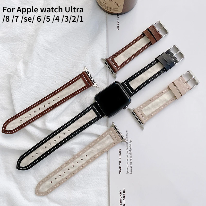 Ремешок из коровьей кожи для Apple Watch 8 Band, Холщовый браслет для iwatch Series ultra SE 7 6 5 4, 45 мм 49 мм 41 мм 44 мм 42 40 мм 38 мм
Ремешок из коровьей кожи для Apple Watch 8 Band, Холщовый браслет для iwatch Series ultra SE 7 6 5 4, 45 мм 49 мм 41 мм 44 мм 42 40 мм 38 мм