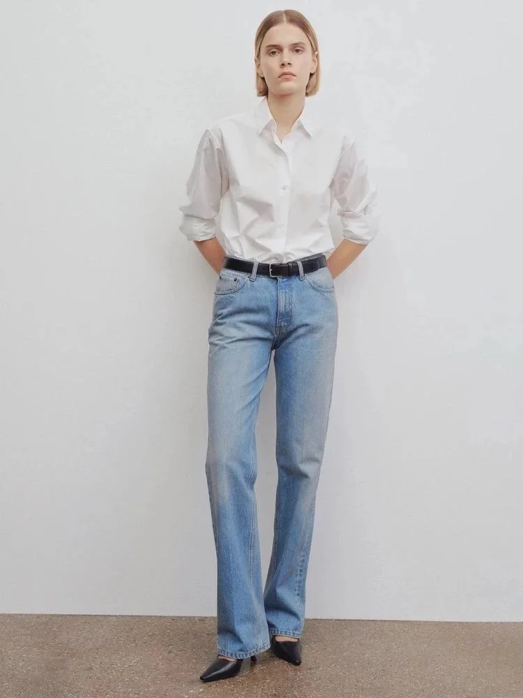 TheR0w Spring/Fall Women Jeans 2023 Pants Elegant Blue Full Length Pocket High-Waist Zipper-Fly Straight Casual High Street
TheR0w Spring/Fall Women Jeans 2023 Pants Elegant Blue Full Length Pocket High-Waist Zipper-Fly Straight Casual High Street