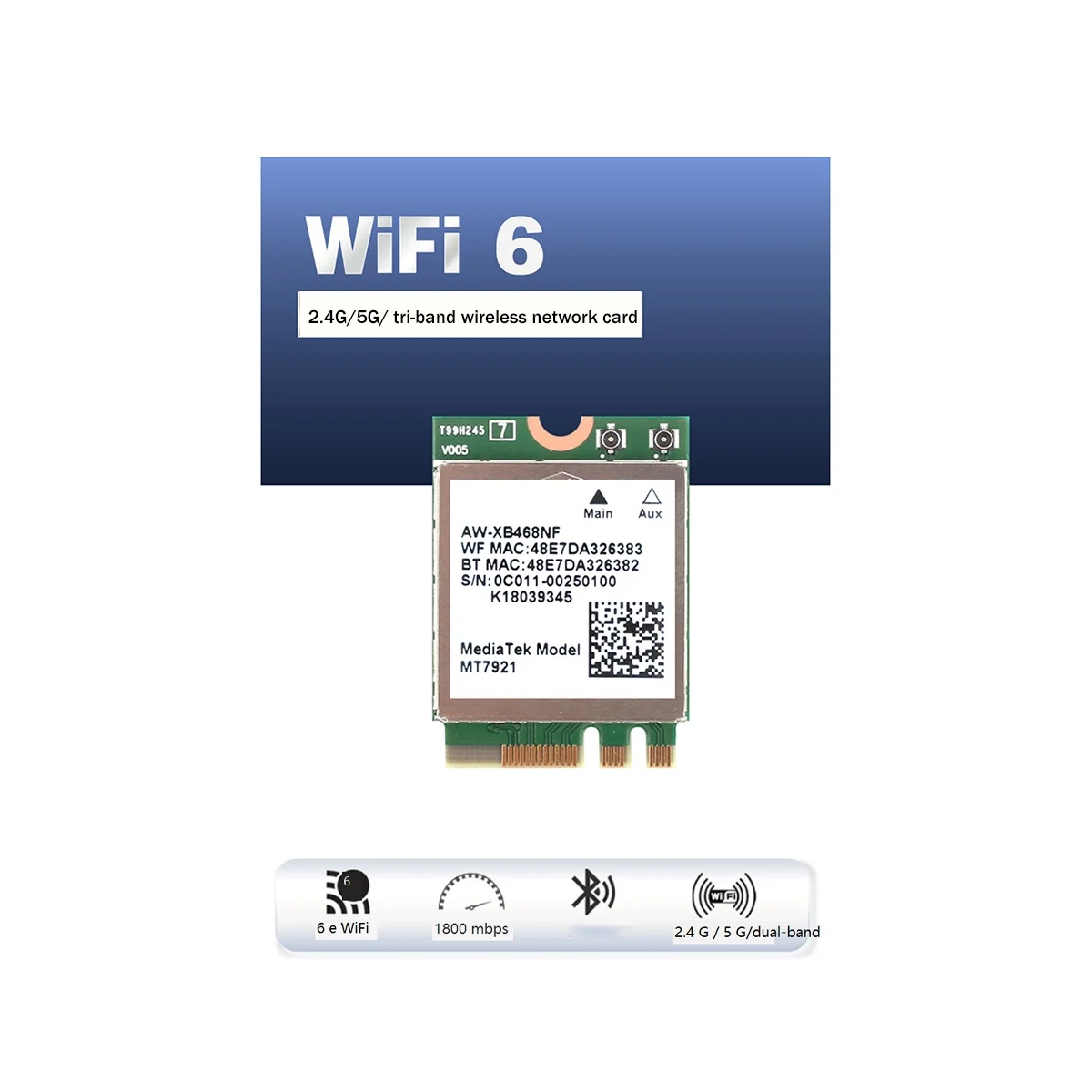 MT7921 WIFI6 Desktop Computer Laptop Built-in Wireless Network Card 2.4G 5G Gigabit Network Card M2 5.2 BT Network Card
MT7921 WIFI6 Desktop Computer Laptop Built-in Wireless Network Card 2.4G 5G Gigabit Network Card M2 5.2 BT Network Card