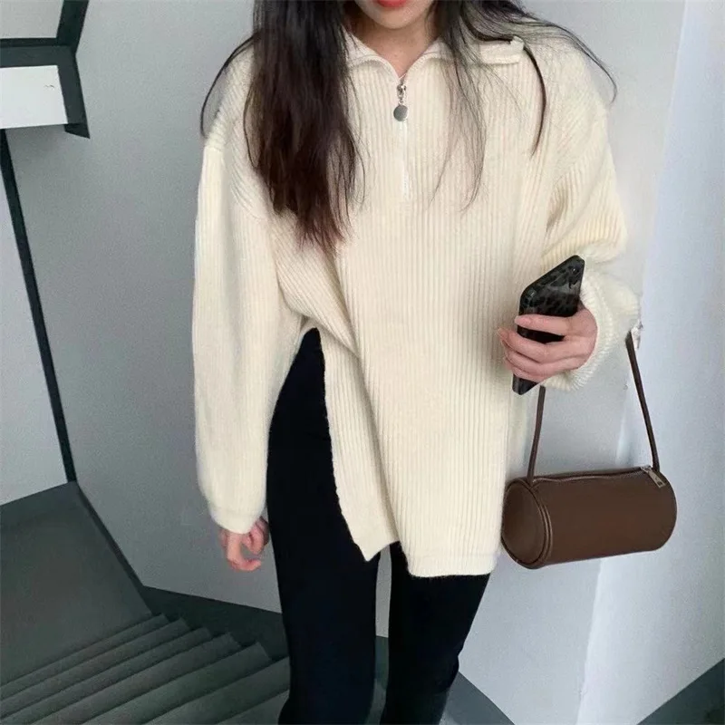 2023 Autumn And Winter Woman's Street High Neck Zipper Lazy Style Split Knitwear Shirt
2023 Autumn And Winter Woman's Street High Neck Zipper Lazy Style Split Knitwear Shirt