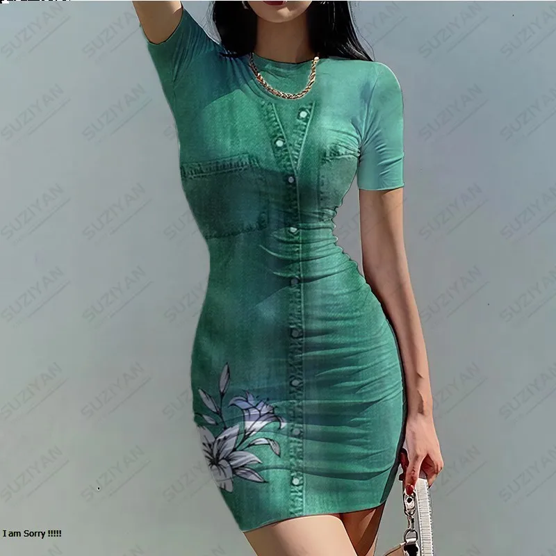 Hot Selling Women's Round Neck Short Sleeve Slim Fit Skinny Dress Sexy 3D Print Street Retro Women's Temperament Wrap Hip Dress
Hot Selling Women's Round Neck Short Sleeve Slim Fit Skinny Dress Sexy 3D Print Street Retro Women's Temperament Wrap Hip Dress