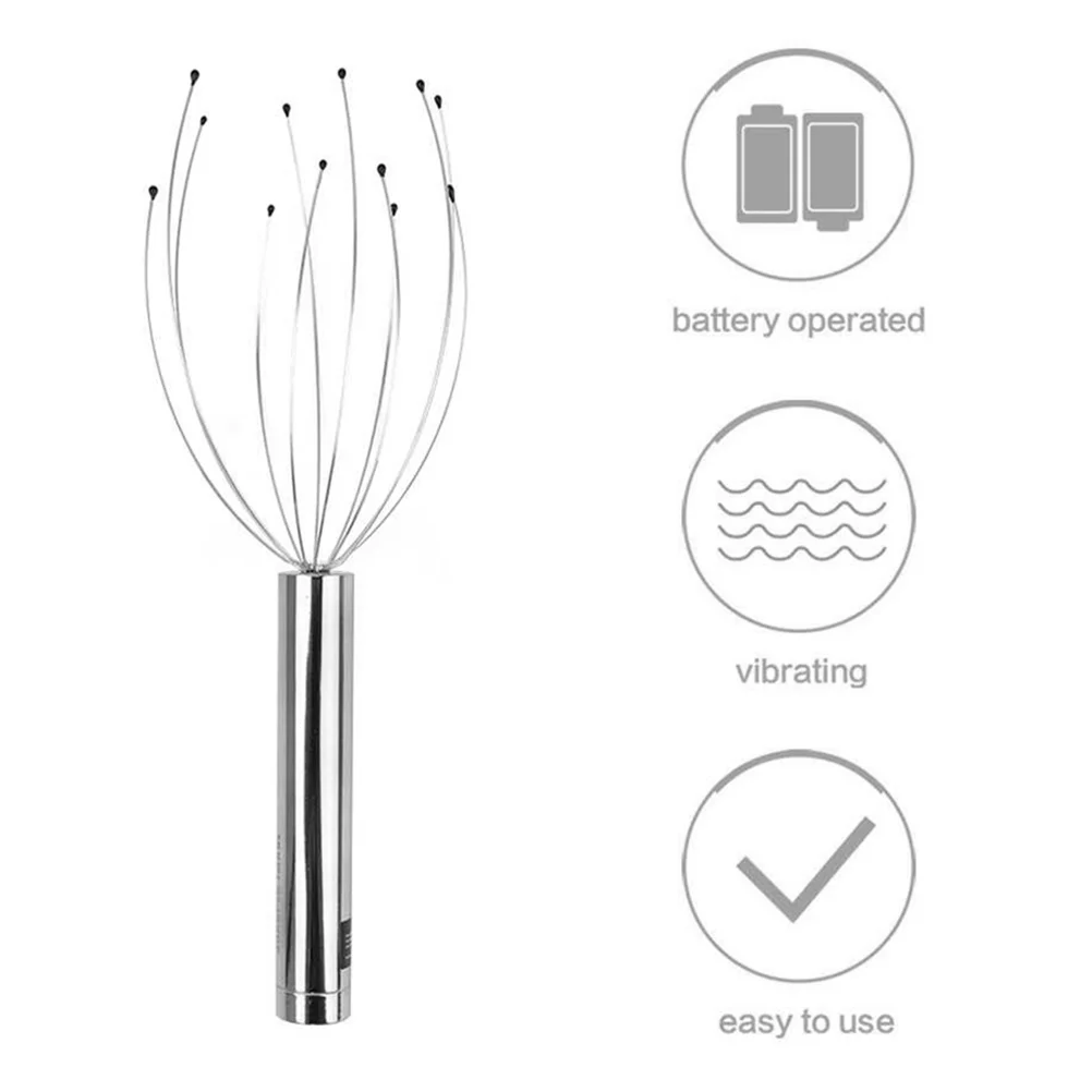 

Scalp Head Scratcher Hair Brush Electric Tool Claw Scrubber Tingler Shower Massaging Wire Steel Handheld Curly Body Fingers Neck