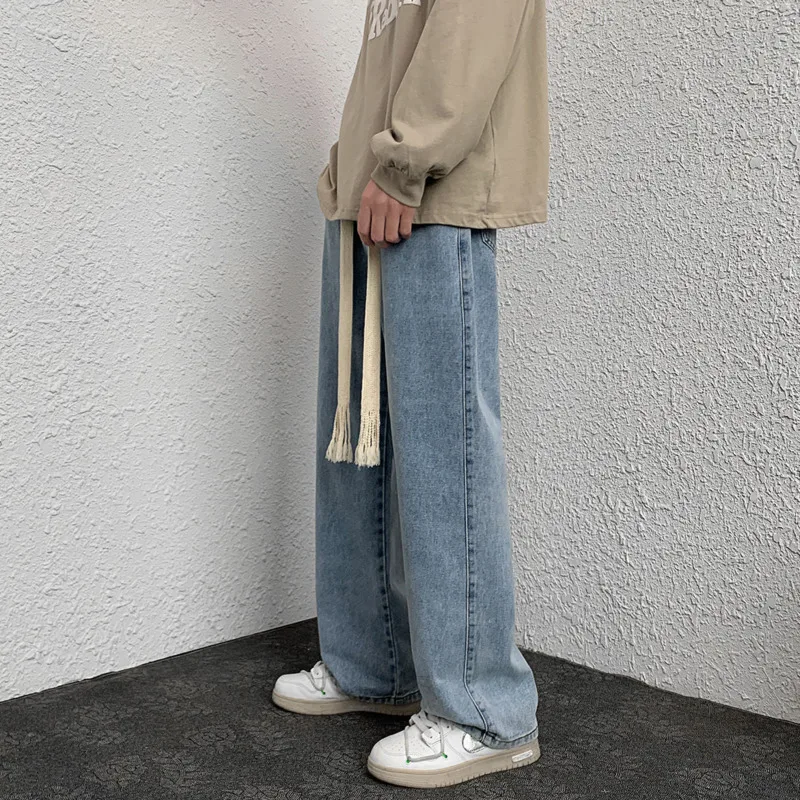 Spring Straight Jeans Men's Blue/Black/White Jeans Men's Korean Casual Jeans Men's Streetwear Vintage Wide Leg Pants S-2XL 
Spring Straight Jeans Men's Blue/Black/White Jeans Men's Korean Casual Jeans Men's Streetwear Vintage Wide Leg Pants S-2XL