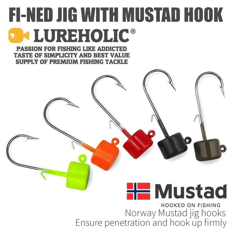 LUREHOLIC Fi-Мед Джиг для приманки джиг головка с Крючки Mustad 1 6g 2g 3g 4 8g 5 плавающая Мягкая