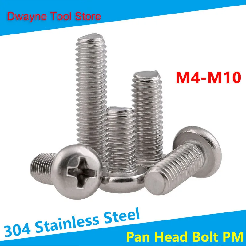 Cross Round Head Machine Screws 304 Stainless Steel Pan Head Bolt PM GB818 M4 M5 M6 M8 M10 【10PCS】
Cross Round Head Machine Screws 304 Stainless Steel Pan Head Bolt PM GB818 M4 M5 M6 M8 M10 【10PCS】