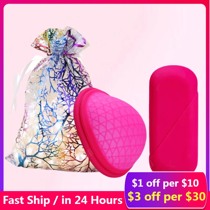 

4pcs Menstrual Disc with silicone case Flat-fit Design Extra-Thin Sterilizing Silicone Menstrual cup period copa for women