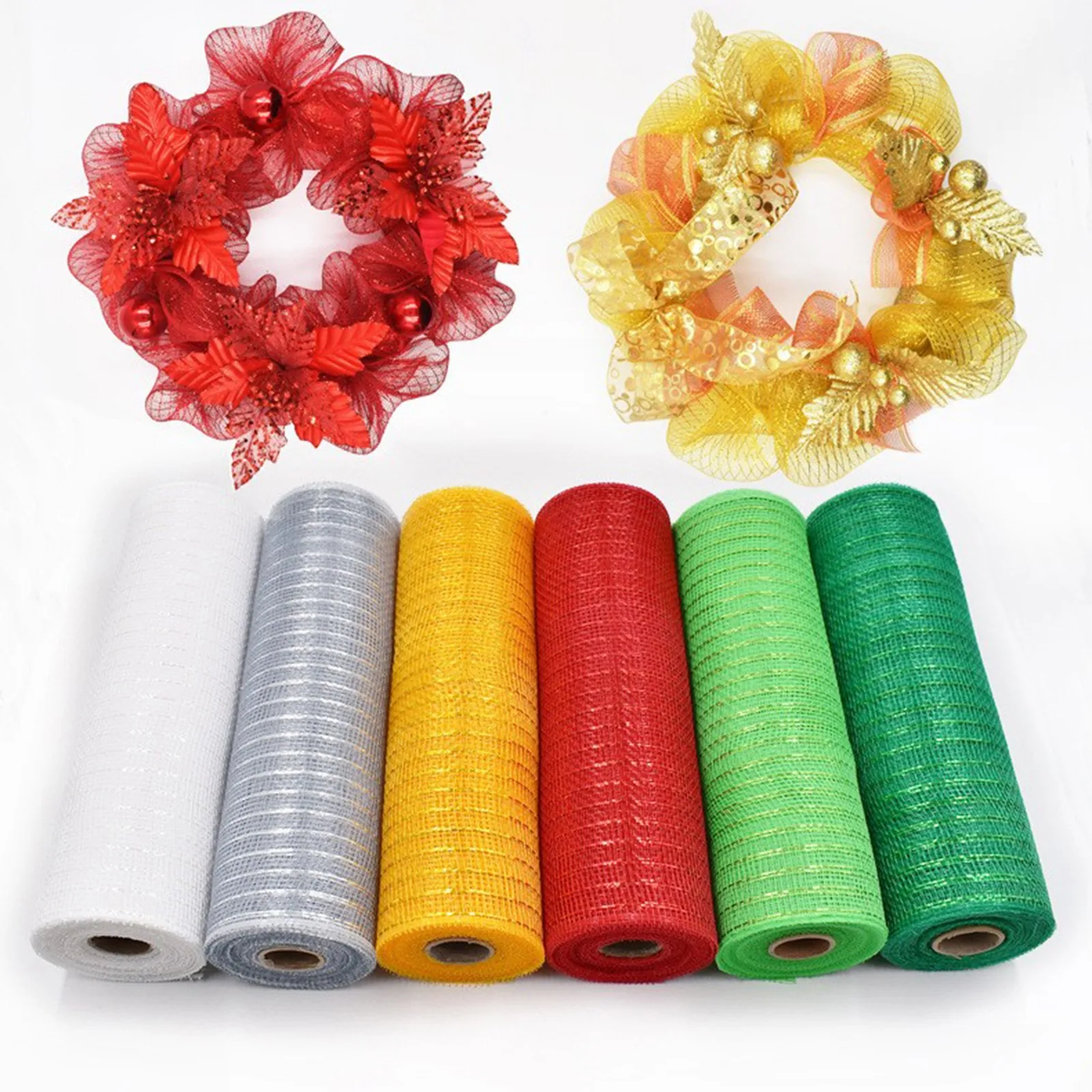 DIY Poly Mesh Ribbon with Metallic Foil Each Roll for Wreath Swags Bow Wrapping Wedding Party Decor Lover Flowers Packaging Mesh
DIY Poly Mesh Ribbon with Metallic Foil Each Roll for Wreath Swags Bow Wrapping Wedding Party Decor Lover Flowers Packaging Mesh