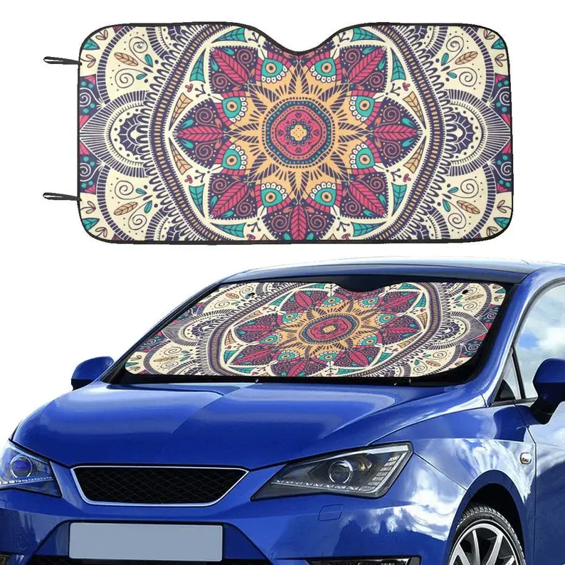 Mandala Windshield Sun Shade, Boho Bohemian Car Accessories Auto Cover Protector Window Visor Screen Decor 55" x 29.53"
Mandala Windshield Sun Shade, Boho Bohemian Car Accessories Auto Cover Protector Window Visor Screen Decor 55" x 29.53"