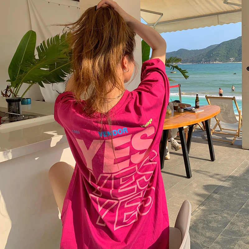 New Arrival Korean Style Summer Fashion Women Casual Loose Short Sleeve Long T Shirt Letter Print O-neck Cotton T-shirt V542
New Arrival Korean Style Summer Fashion Women Casual Loose Short Sleeve Long T Shirt Letter Print O-neck Cotton T-shirt V542