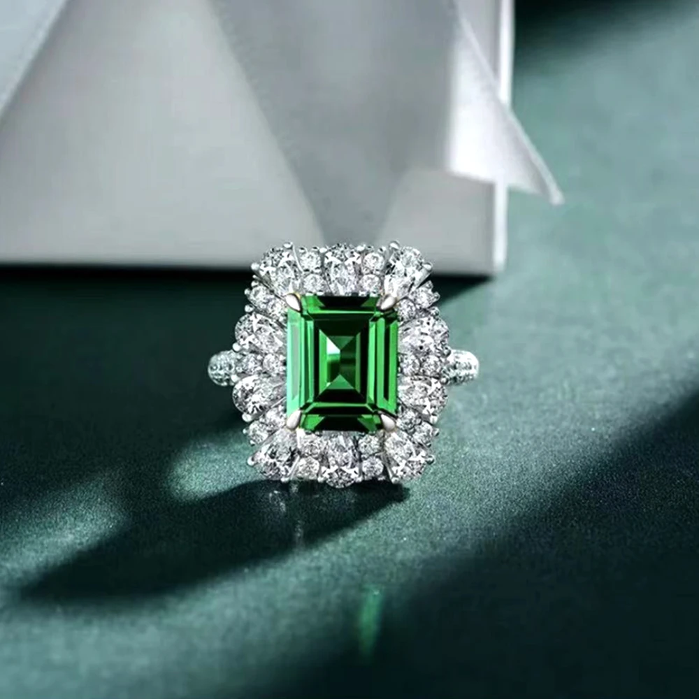 

Huitan Gorgeous Green Cubic Zirconia Rings for Women Brilliant Engagement Wedding Accessories Mom's Birthday Gift Trendy Jewelry