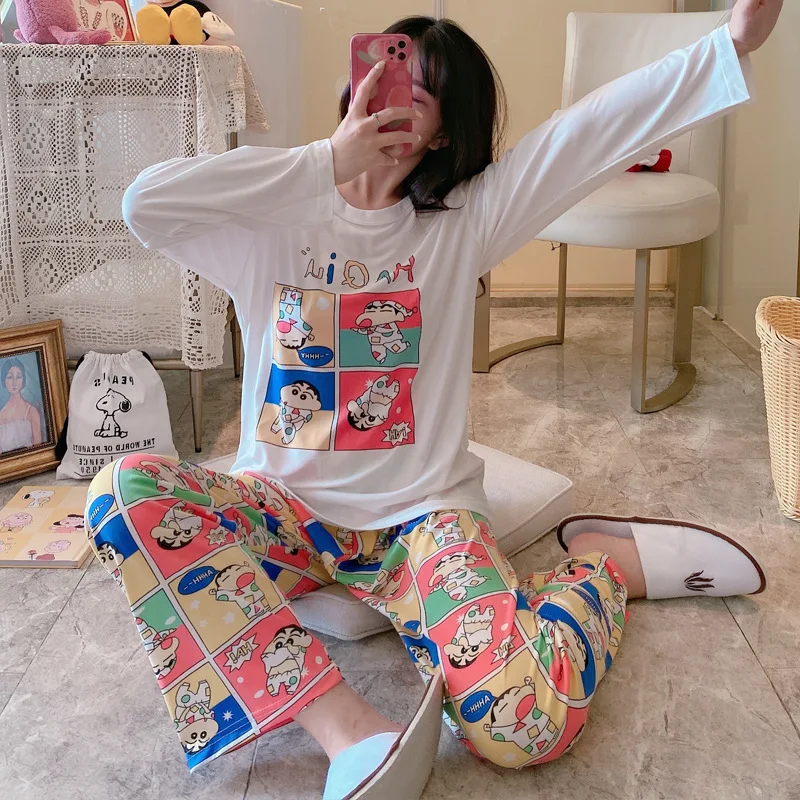 Pajamas Women Autumn Long-sleeved Trousers Cartoon Casual Two Piece Suit Pajamas Home Service Suit Plus Size Women Sleepwear
Pajamas Women Autumn Long-sleeved Trousers Cartoon Casual Two Piece Suit Pajamas Home Service Suit Plus Size Women Sleepwear