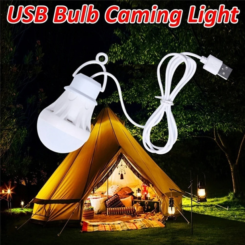 

3W USB Powered LED Lamp Bulb 300lm 6500K Portable Lanterns Night Light For Outdoor Hiking Camping Fishing Tent Travel Lighting