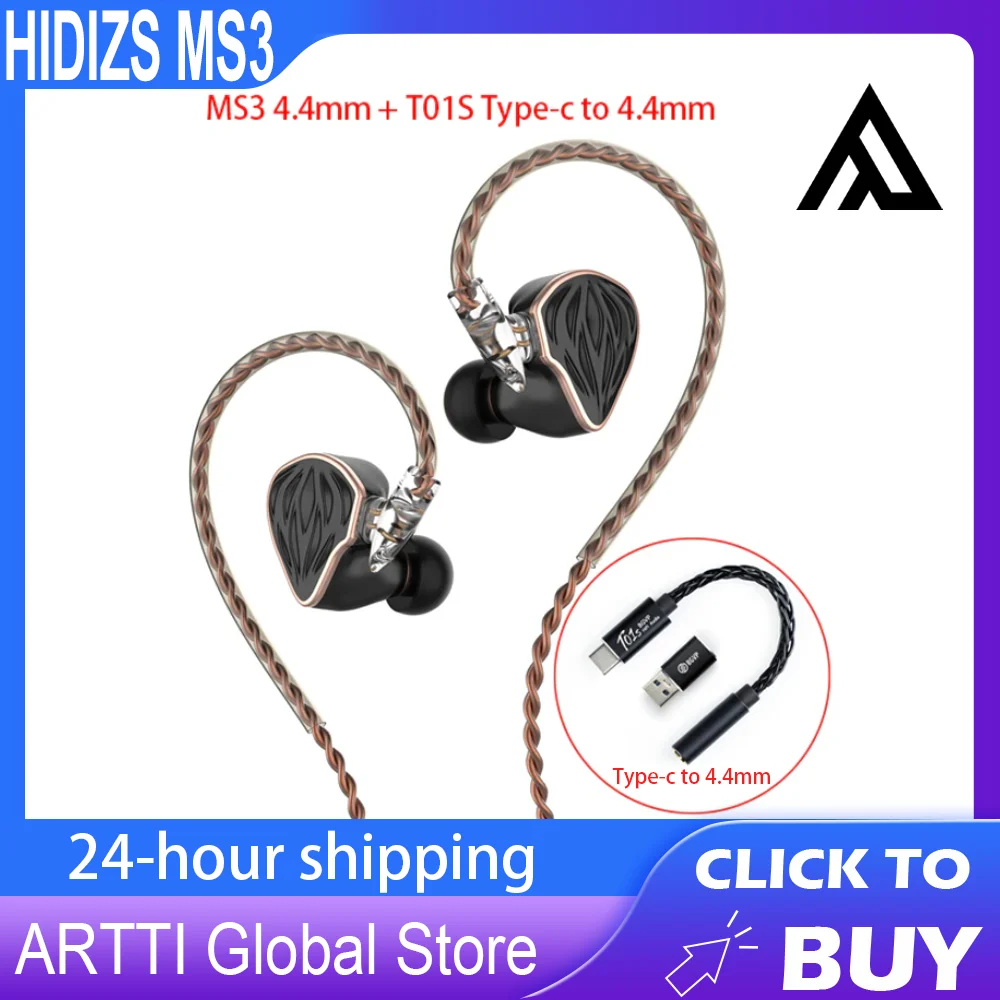 Hidizs MS3+T01S 3.5/4.4 2BA+1DD Hybrid HiFi Hybrid 3 Drivers in-Ear Monitor Wired Headphones with 2Pin 0.78 OFC Gold-plated
Hidizs MS3+T01S 3.5/4.4 2BA+1DD Hybrid HiFi Hybrid 3 Drivers in-Ear Monitor Wired Headphones with 2Pin 0.78 OFC Gold-plated