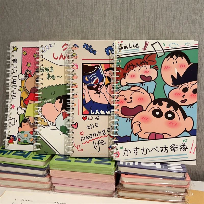 

4 шт. Аниме Crayon Shin-chan блокнот Kawaii Girls Coil Book мультяшный Дневник для студентов офисные и школьные принадлежности канцелярские принадлежности подарок для друзей