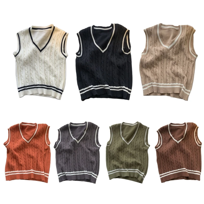 Preppy Style Sweater Vest Women Sleeveless V-Neck Twist Knitted Striped Classic Uniform Pullover Knitwear Crop Top
Preppy Style Sweater Vest Women Sleeveless V-Neck Twist Knitted Striped Classic Uniform Pullover Knitwear Crop Top