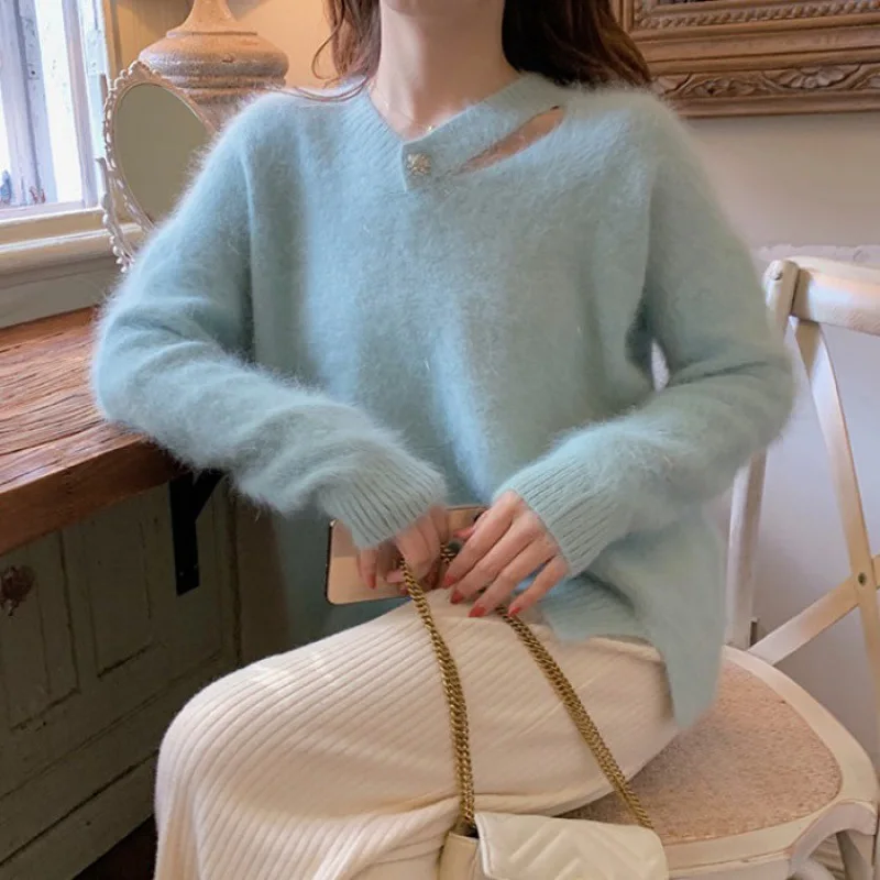 Loose Sweaters Women Long Sleeves V Neck Sexy Hollowe Sweater 2022 Autumn Winter Korean Mink Velvet Knitwear Soft Warm Women Top
Loose Sweaters Women Long Sleeves V Neck Sexy Hollowe Sweater 2022 Autumn Winter Korean Mink Velvet Knitwear Soft Warm Women Top