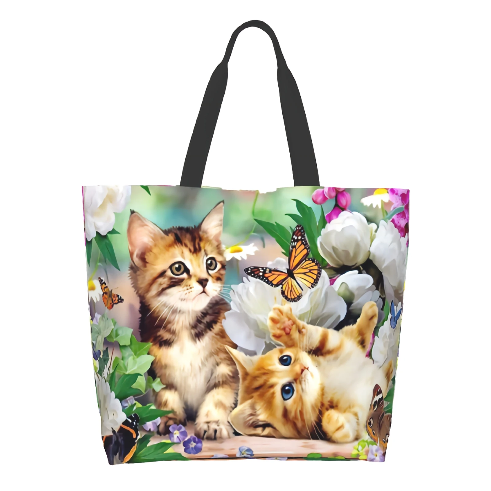 Cute Kitten Butterflies Flowers Kitchen Reusable Grocery Bags Bulk Large Casual Shopping Shoulder Handbag Storage Inner Pocket
Cute Kitten Butterflies Flowers Kitchen Reusable Grocery Bags Bulk Large Casual Shopping Shoulder Handbag Storage Inner Pocket