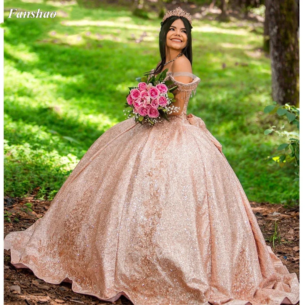 Fanshao wd251 Tassel Quinceanera Dress Sparkly Beaded Sequins Corset Long Puffy Skirt Princess Debutante Dress for 15 years
Fanshao wd251 Tassel Quinceanera Dress Sparkly Beaded Sequins Corset Long Puffy Skirt Princess Debutante Dress for 15 years