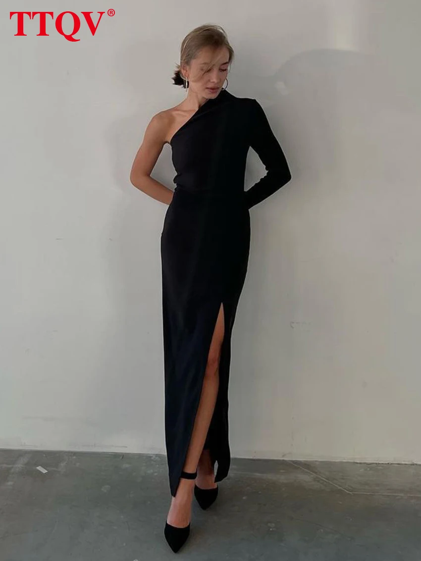 TTQV Autumn Winter Balck Slim Woman Dress 2023 Elegant Skew Collar One-shoulder Dresses Fashion Side Slit Ankle-length Dresses
TTQV Autumn Winter Balck Slim Woman Dress 2023 Elegant Skew Collar One-shoulder Dresses Fashion Side Slit Ankle-length Dresses