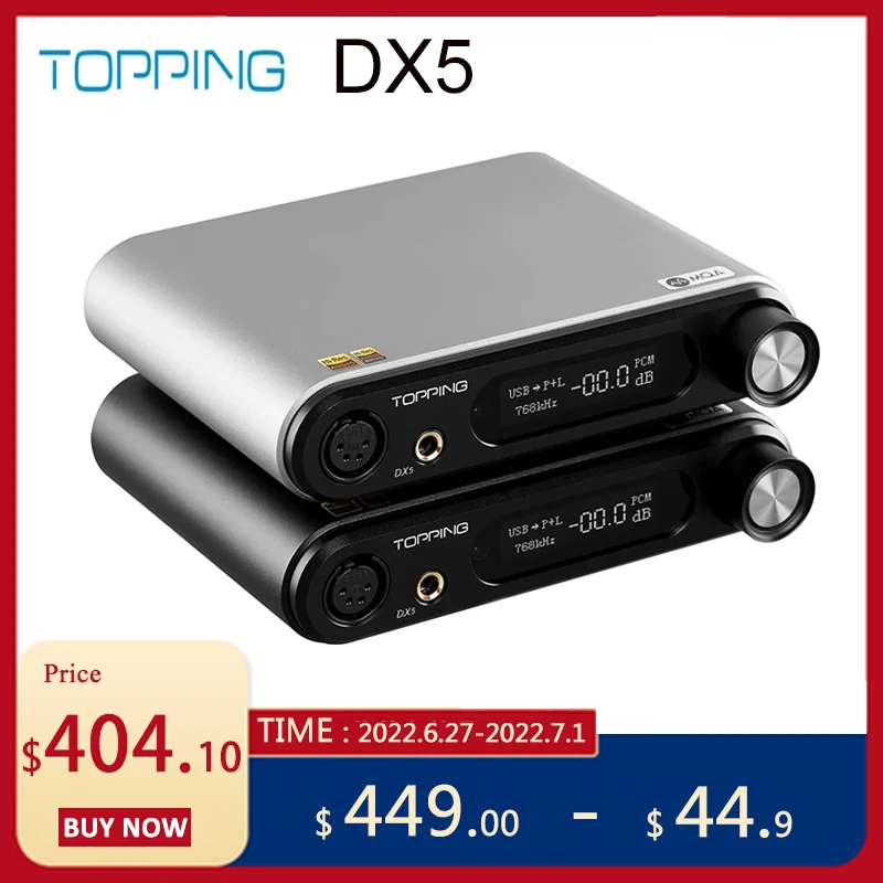 TOPPING DX5 MQA Decoder ES9068AS*2 DAC Headphone Amplifier DSD512&PCM768kHz LDAC/USB/OPTICAL/COAXIAL Input XLR/RCA/6.35mm Output
TOPPING DX5 MQA Decoder ES9068AS*2 DAC Headphone Amplifier DSD512&PCM768kHz LDAC/USB/OPTICAL/COAXIAL Input XLR/RCA/6.35mm Output