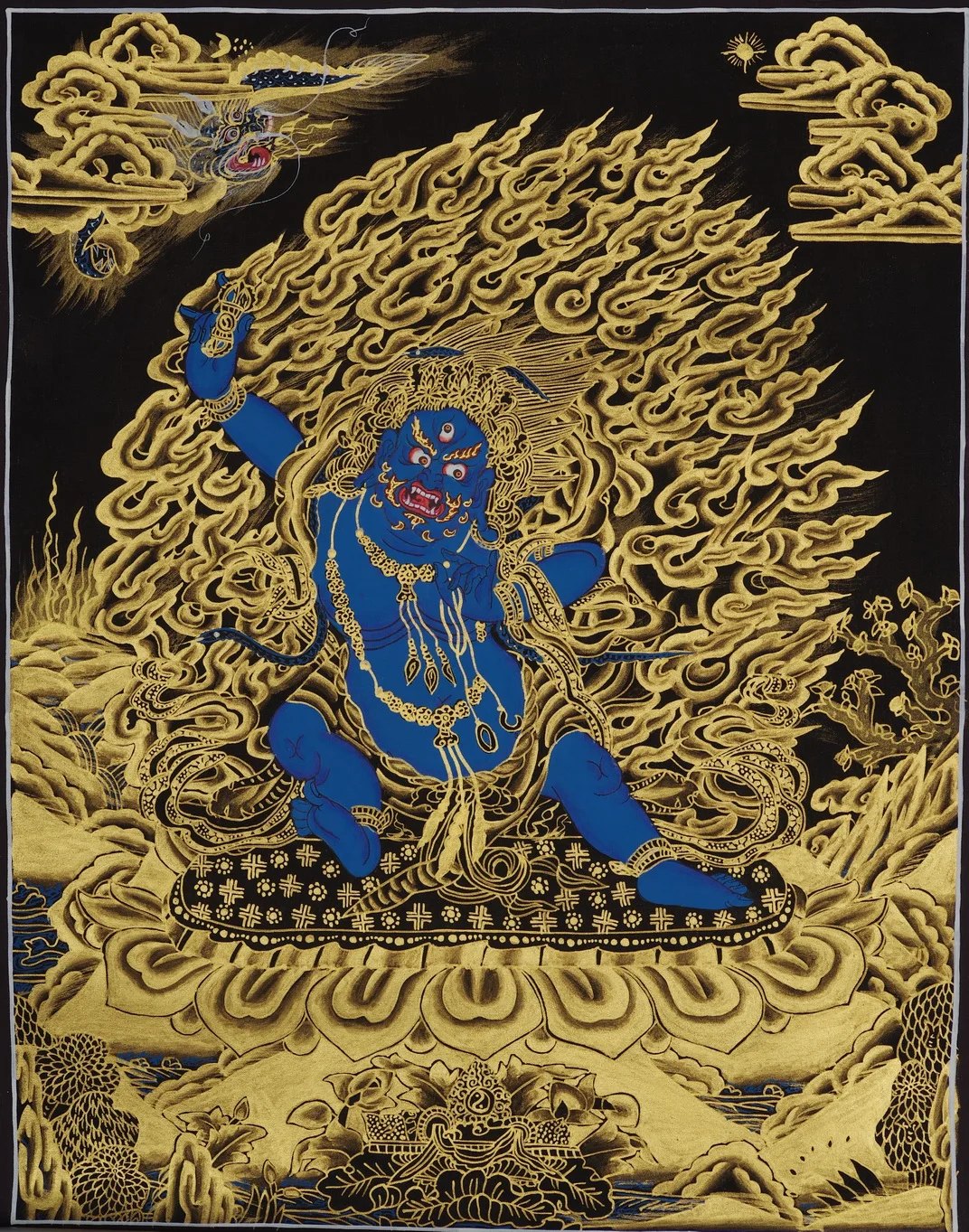Nepal Buddhist boutique mandala black gold tangka Lama pure gold hand-painted tangka protect house ward off evil spirits49*38
Nepal Buddhist boutique mandala black gold tangka Lama pure gold hand-painted tangka protect house ward off evil spirits49*38