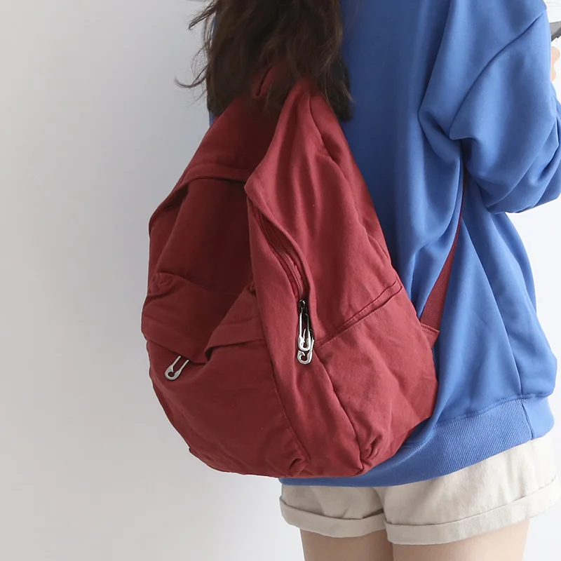 

Холщовый Рюкзак в стиле ретро для женщин, японская Студенческая сумка на плечо для колледжа, однотонные школьные ранцы
