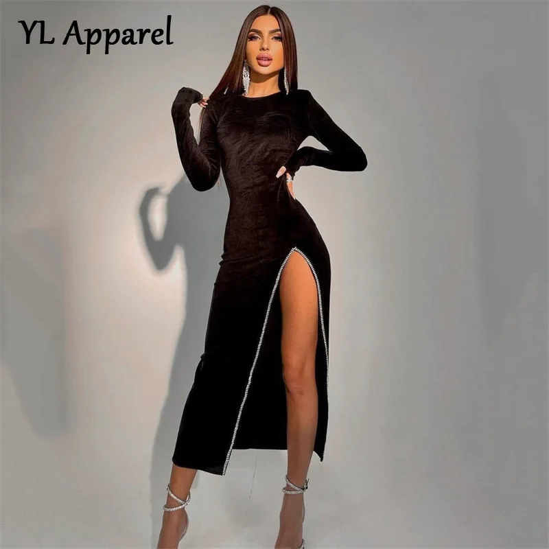 Женское вечернее платье средней вечерние ны, однотонное черное платье с круглым вырезом и высоким разрезом, Y2K, весна 2022
Женское вечернее платье средней вечерние ны, однотонное черное платье с круглым вырезом и высоким разрезом, Y2K, весна 2022