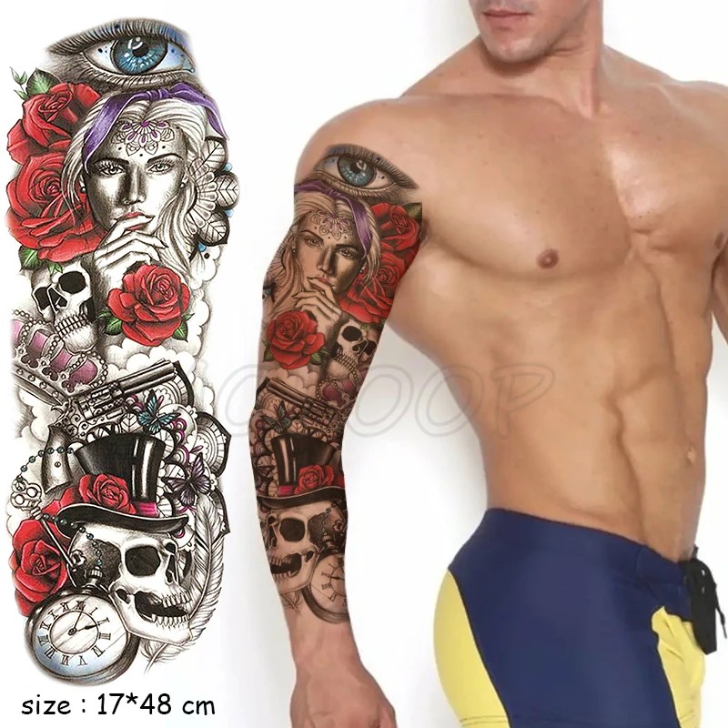 Full Arm Waterproof Temporary Tattoo Sticker Eye Crown Skull Clown Rose Gun Roma Clock Girl Fake Tatoo Flash Tatto To Man Woman
Full Arm Waterproof Temporary Tattoo Sticker Eye Crown Skull Clown Rose Gun Roma Clock Girl Fake Tatoo Flash Tatto To Man Woman