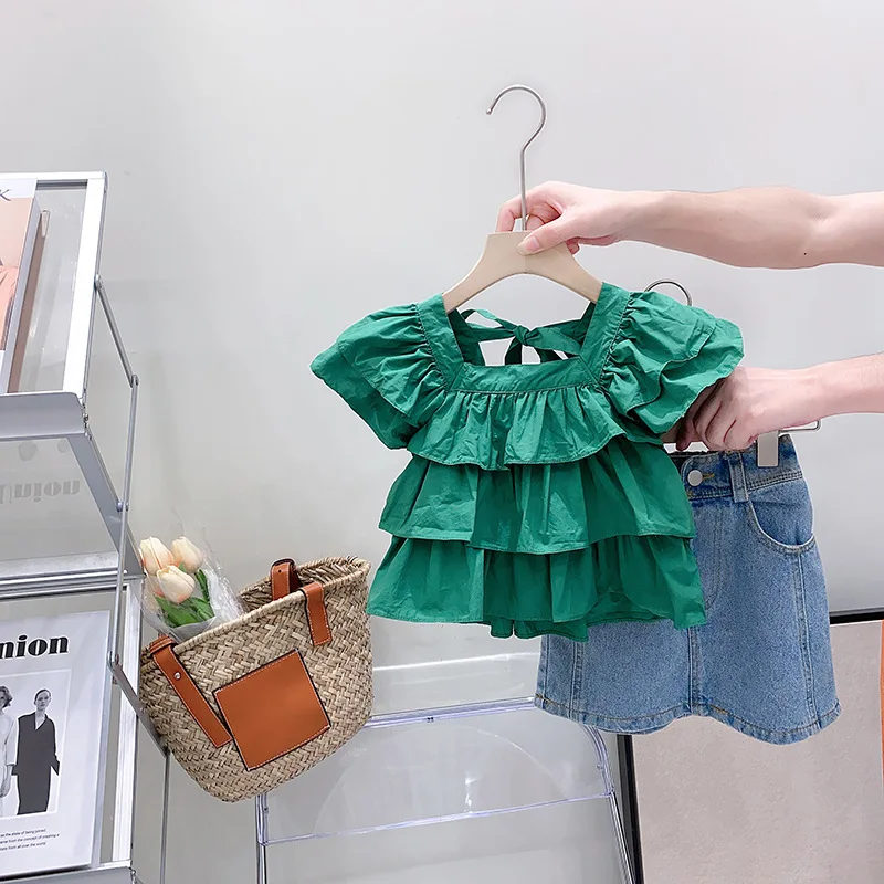 Girls suits new summer clothes children's foreign short-sleeved shirts baby shirts casual solid color denim skirt suits
Girls suits new summer clothes children's foreign short-sleeved shirts baby shirts casual solid color denim skirt suits