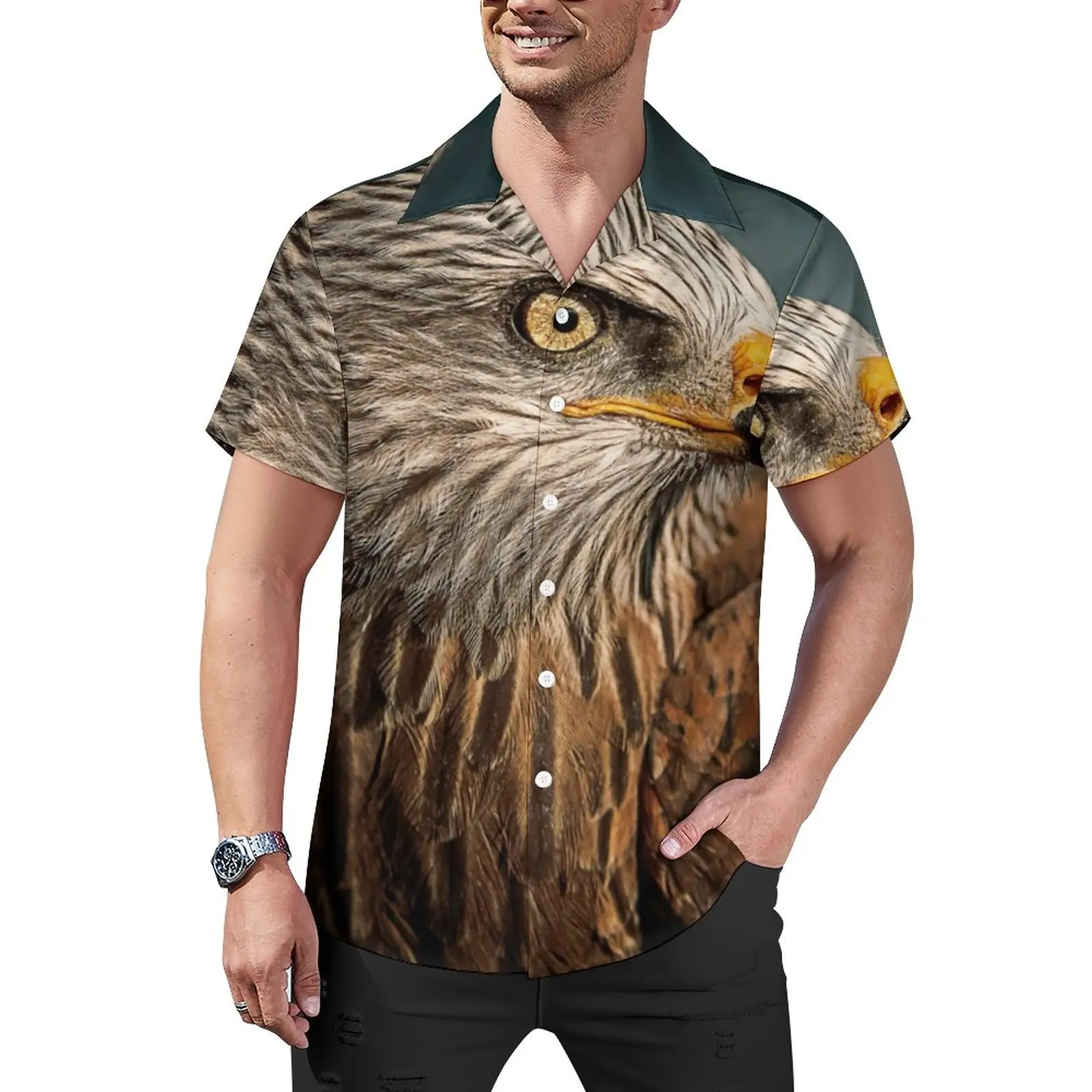 

Wild Eagle Vacation Shirt Bald Eagles Animal Hawaiian Casual Shirts Man Aesthetic Blouses Short Sleeve Custom Clothing Plus Size