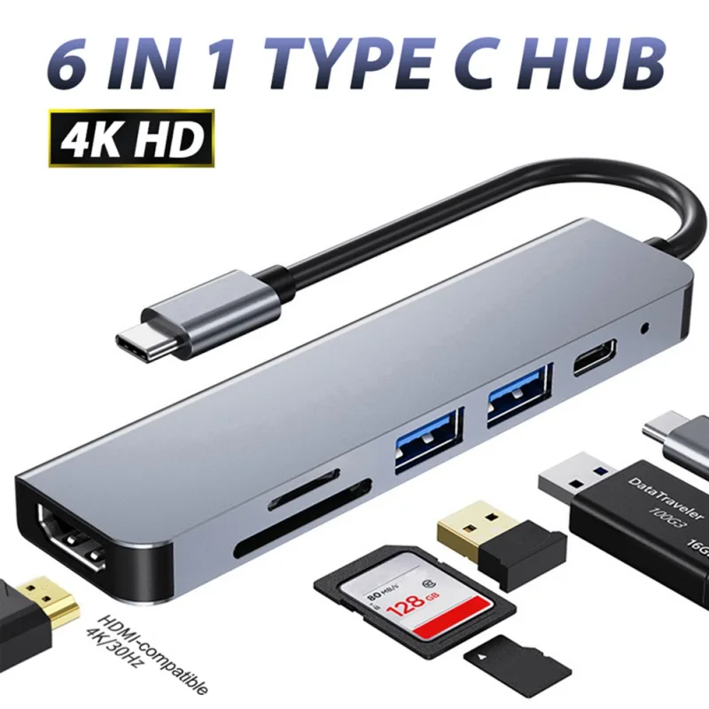 6 в 1 USB C адаптер 100 Вт PD зарядка SD/TF кардридер USB C концентратор
6 в 1 USB C адаптер 100 Вт PD зарядка SD/TF кардридер USB C концентратор