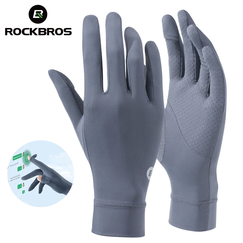 

ROCKBROS Fishing Gloves Sunscreen Anti UV Gloves Breathable Driving Gloves Non-Slip Summer UPF50+ Cycling Gloves Thin Outdoor