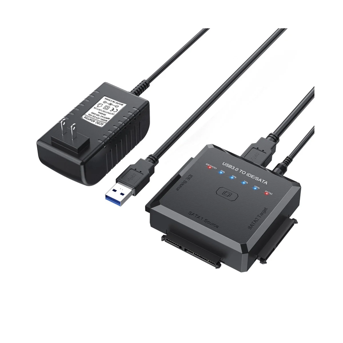 USB 3.0 To SATA IDE Adapter, Fit for 2.5, 3.5 Inch Hard Disk, HDD/SSD External Cable Adaptor 5Gbps Speed US Plug
USB 3.0 To SATA IDE Adapter, Fit for 2.5, 3.5 Inch Hard Disk, HDD/SSD External Cable Adaptor 5Gbps Speed US Plug