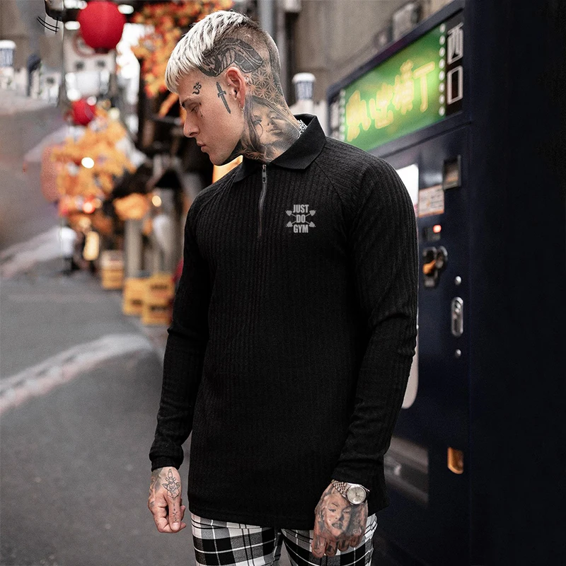Mens Casual Fashion Clothing Turndown Collar Knitted T-shirt Breathable Short Cool Tee Shirt Fitness Sports Long Sleeve T Shirts
Mens Casual Fashion Clothing Turndown Collar Knitted T-shirt Breathable Short Cool Tee Shirt Fitness Sports Long Sleeve T Shirts