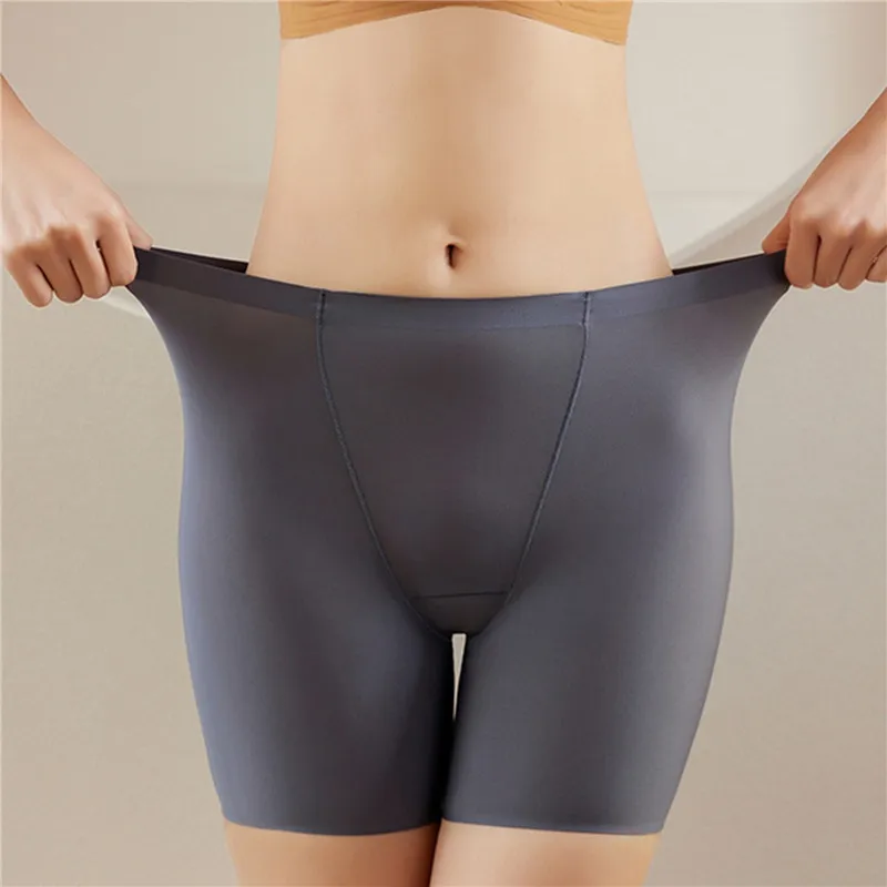 

Women Traceless Ice Silk Safety Briefs Yoga Sports Hip-Lifting Boxer Underpants High Waist Leggings Slim Lingeries Short Pants