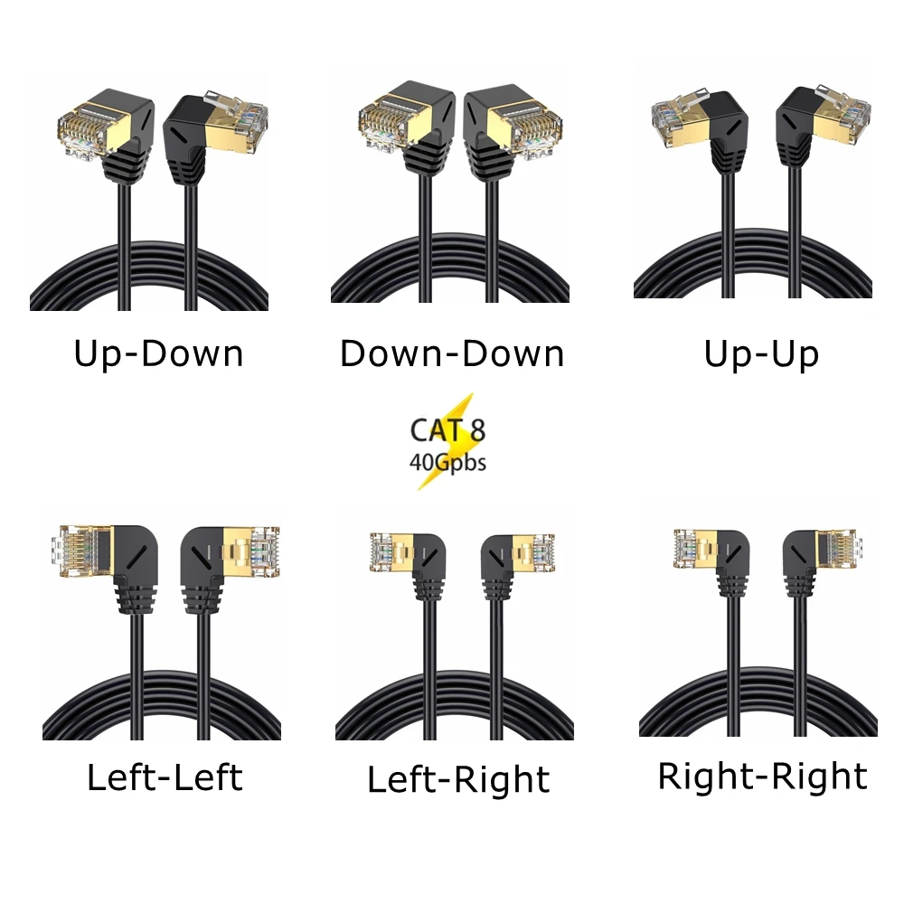 Круглый Ethernet-Кабель 90 градусов, CAT8, 40 Гбит/с, 2000 МГц, CAT 8 RJ45, сетевой Ethernet-патч-корд, LAN-кабель для компьютера, маршрутизатора, ноутбука 
Круглый Ethernet-Кабель 90 градусов, CAT8, 40 Гбит/с, 2000 МГц, CAT 8 RJ45, сетевой Ethernet-патч-корд, LAN-кабель для компьютера, маршрутизатора, ноутбука