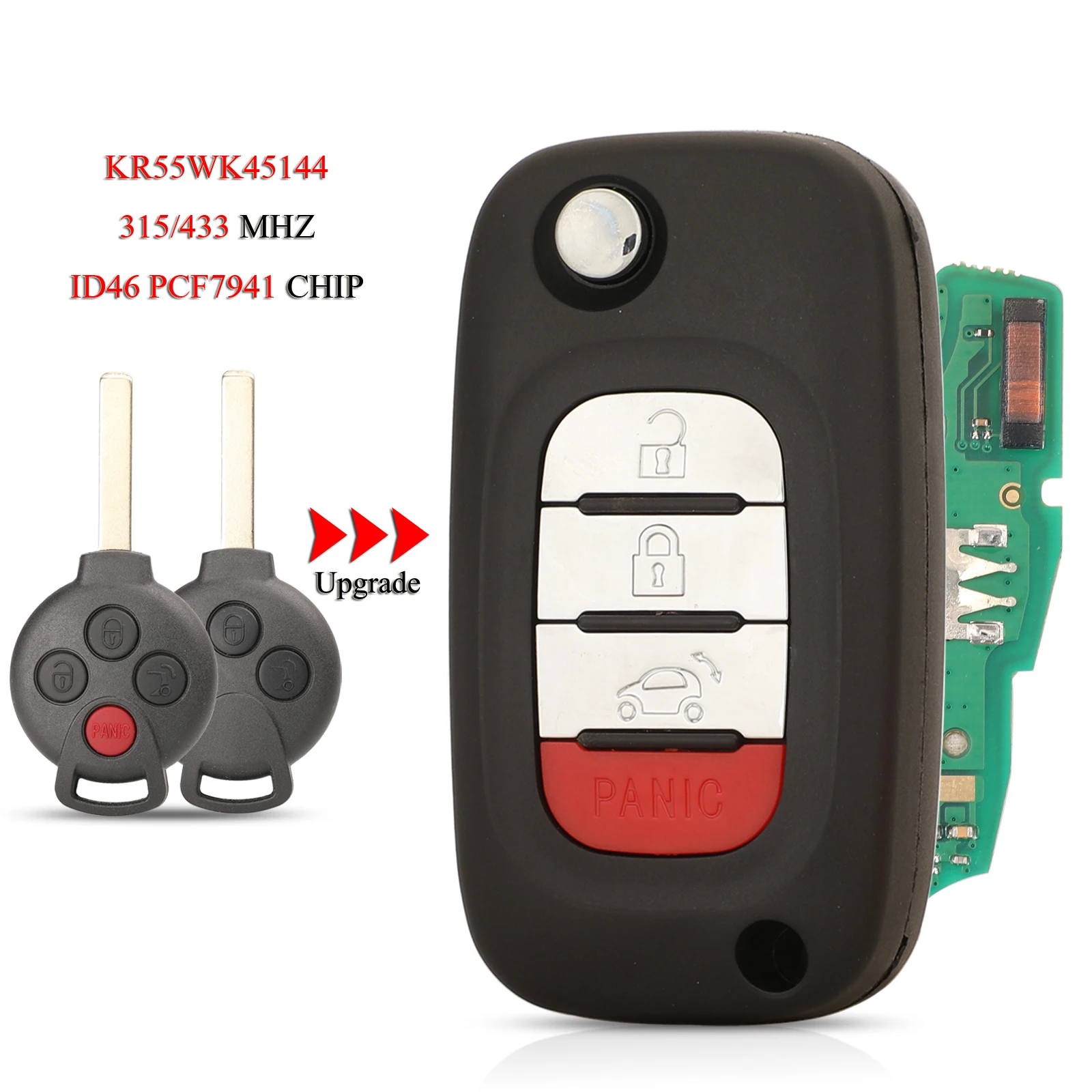 jingyuqin Upgarde Folding Smart Car Key For Mercedes Benz Smart Fortwo 453 Forfour 315/433MHZ ID46 PCF7941 KR55WK45144
jingyuqin Upgarde Folding Smart Car Key For Mercedes Benz Smart Fortwo 453 Forfour 315/433MHZ ID46 PCF7941 KR55WK45144