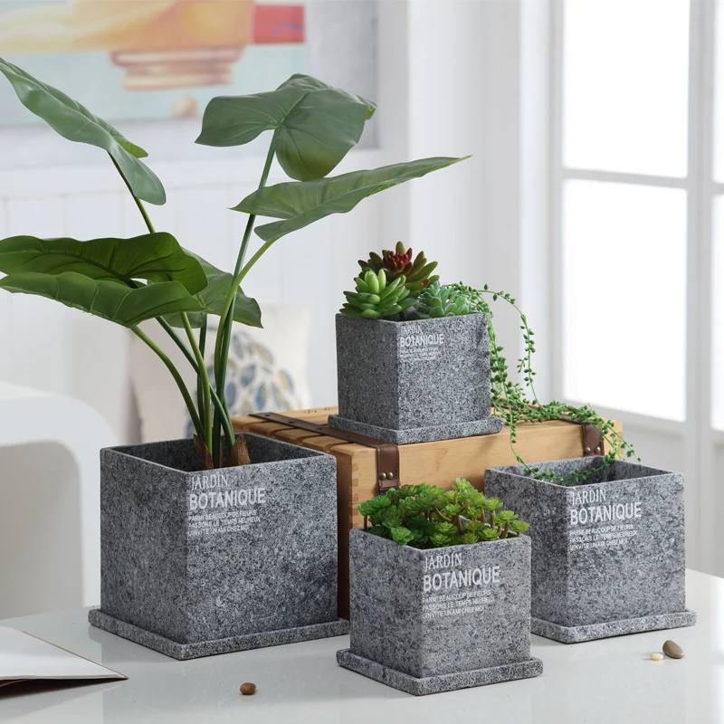 

Creative Cement Flowerpot Nordic Minimalist Original And Funny Planters Square Trumpet Tray Doniczki Outdoor Gardens Deco GGY21