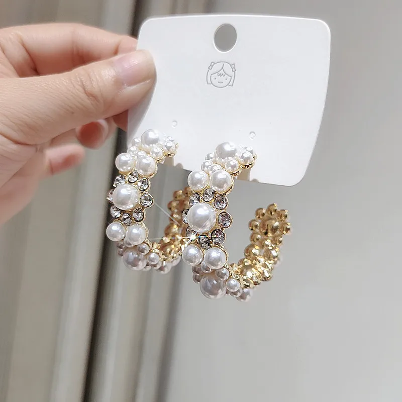 Pearl Rhinestone Geometric Hoop Earrings for Women Bijoux Ronud Crystal Earring Weddings Party Jewelry Gift
Pearl Rhinestone Geometric Hoop Earrings for Women Bijoux Ronud Crystal Earring Weddings Party Jewelry Gift