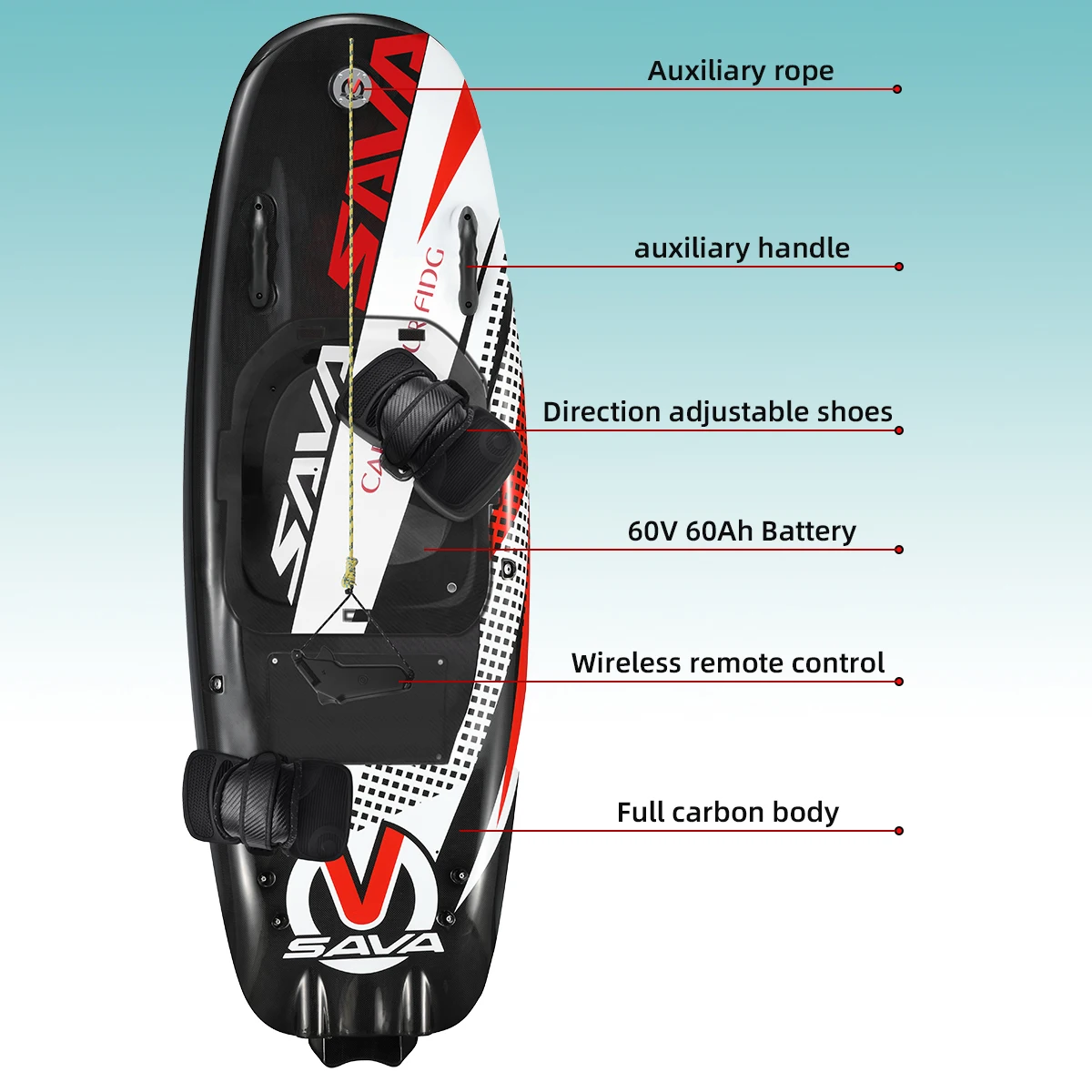 SAVA carbon fiber surfboard pure electric surfboard 60V 60Ah jet surfboard electric type power surfboard lasting range of 50km/h
SAVA carbon fiber surfboard pure electric surfboard 60V 60Ah jet surfboard electric type power surfboard lasting range of 50km/h