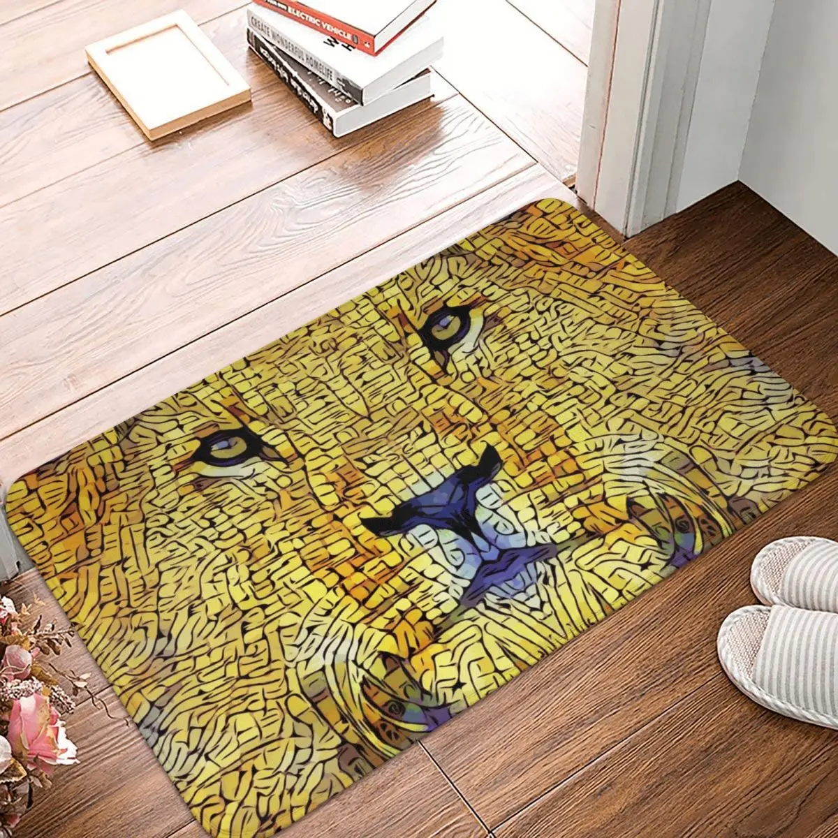 

Wild Animal Kitchen Non-Slip Carpet Lion Art Painting Bedroom Mat Welcome Doormat Floor Decoration Rug