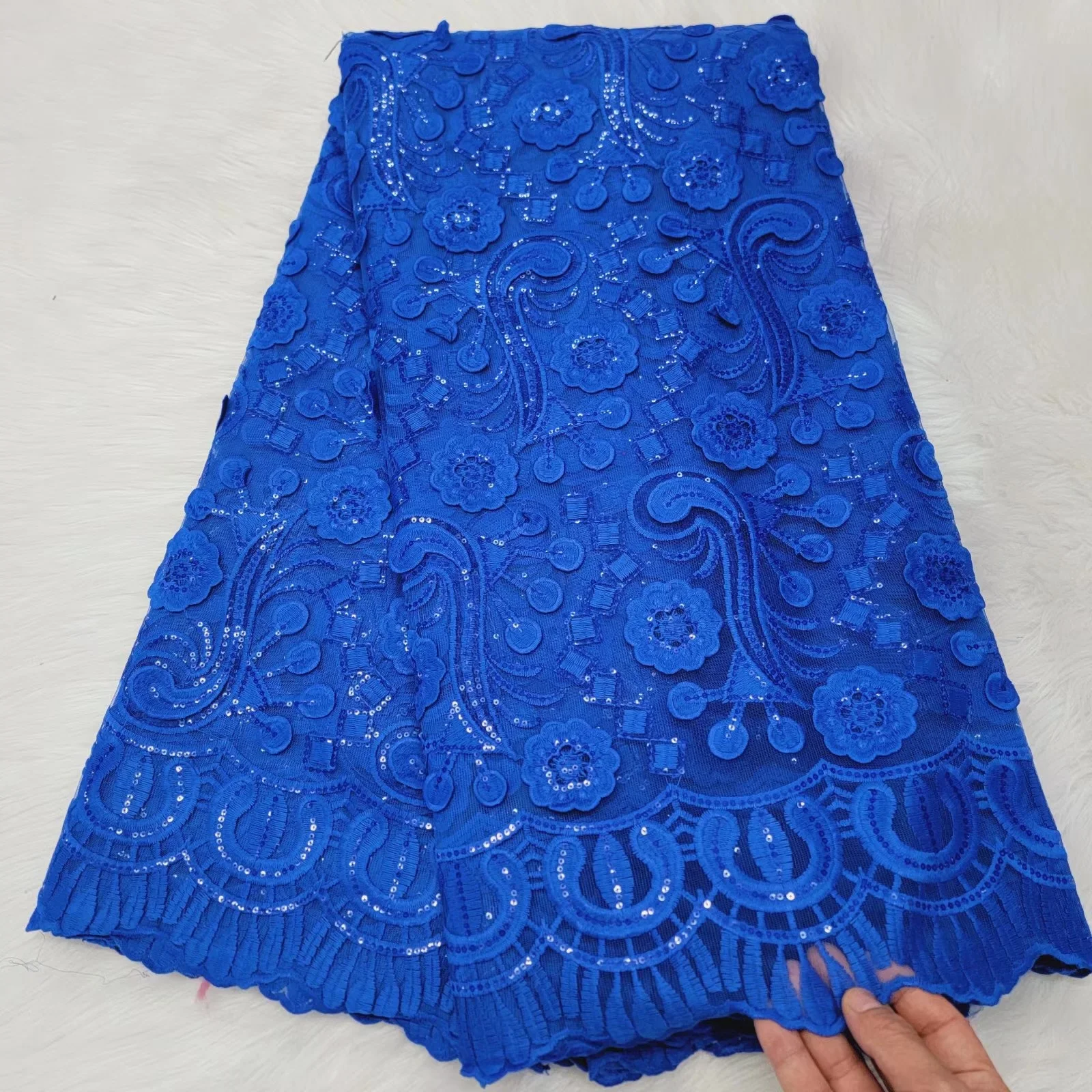 Latest African Royal Blue Mesh 5 Yards Lace Fabric French 2022 High Quality Sequins Tulle Lace For Nigerian Wedding Party Dress
Latest African Royal Blue Mesh 5 Yards Lace Fabric French 2022 High Quality Sequins Tulle Lace For Nigerian Wedding Party Dress