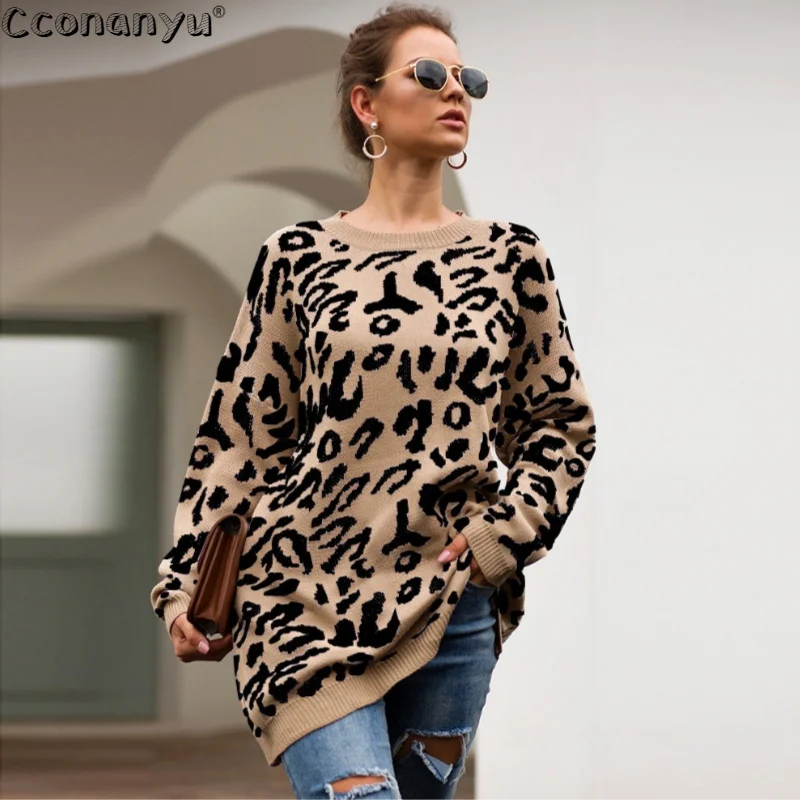 2019 Autumn winter clothing ladies long sweater fashion womens loose pullovers and sweaters leopard print knitted sweater
2019 Autumn winter clothing ladies long sweater fashion womens loose pullovers and sweaters leopard print knitted sweater