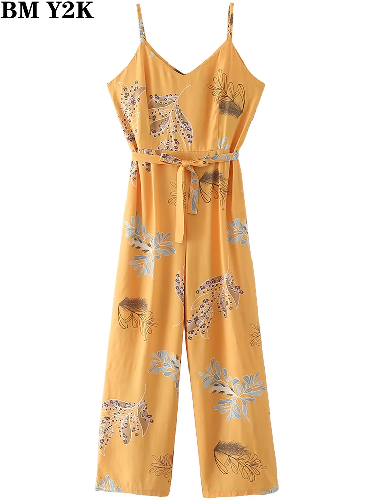 BM Y2K jumpsuit women traf 2022 fashion with belt printed jumpsuits vintage backless thin straps female playsuits mujer
BM Y2K jumpsuit women traf 2022 fashion with belt printed jumpsuits vintage backless thin straps female playsuits mujer