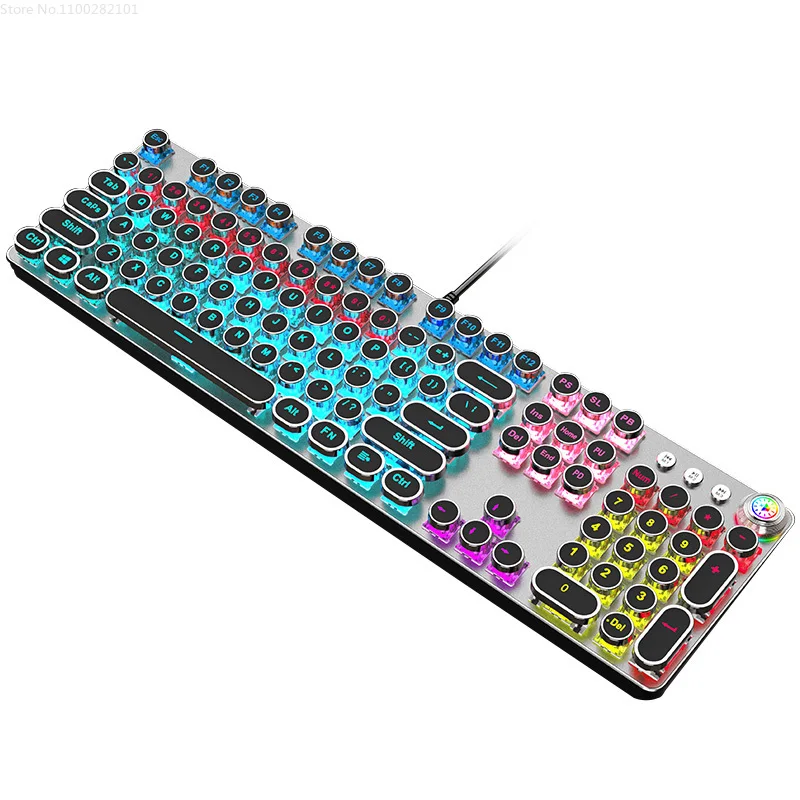 Retro Punk Wired Keyboard USB Interface 104 Keys Gaming Keyboard Multimedia Keys Suitable for Desktop Laptops Teclado Mecanico A
Retro Punk Wired Keyboard USB Interface 104 Keys Gaming Keyboard Multimedia Keys Suitable for Desktop Laptops Teclado Mecanico A