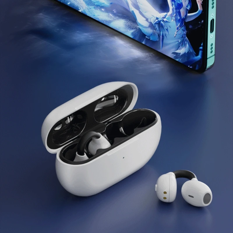 Wireless Ear Clip Bone Conduction Headphones Bluetooth 5.3 Ear Clip on Ear Earring sports earphones earbud hooks with Mic
Wireless Ear Clip Bone Conduction Headphones Bluetooth 5.3 Ear Clip on Ear Earring sports earphones earbud hooks with Mic